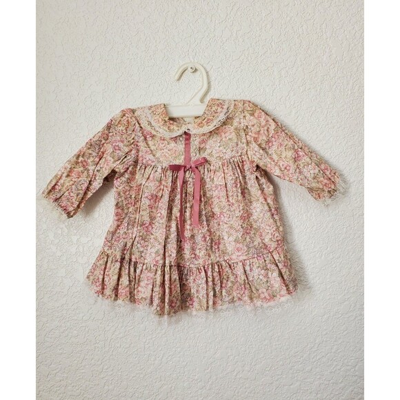 Vintage Baby Bliss Girls Long sleeve Dress Pink Floral Size 6 months - Picture 1 of 7